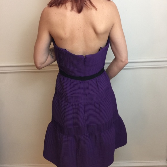 BCBGMAXAZRIA Purple Strapless A-Line Skater Dress - Picture 3 of 8
